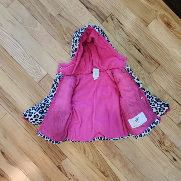 Carter's Girl's Leopard Print Puffer Hooded Jacket Coat Size 18 Months - Picture 4 of 7